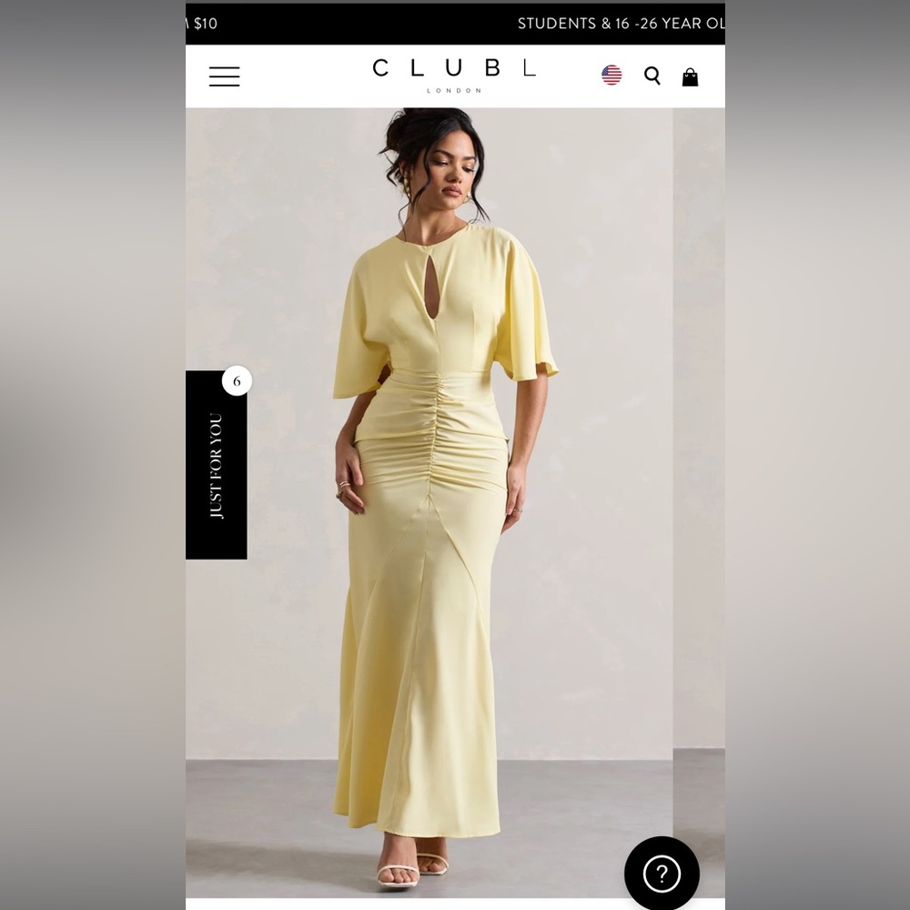 Brand new with tags Club L London Elidy Yellow Ruched Flutter-Sleeve Dress sz 8